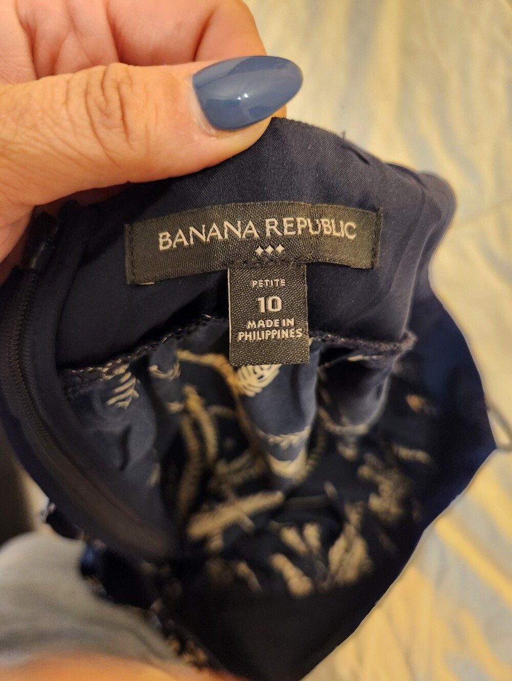 Banana Republic Maxi Petite Navy Floral Print Dress - Blue and Cream - Picture 10 of 12